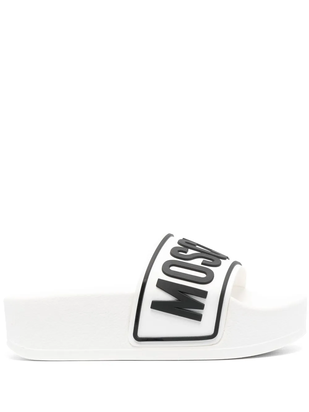 

Moschino logo-print pool slides - White