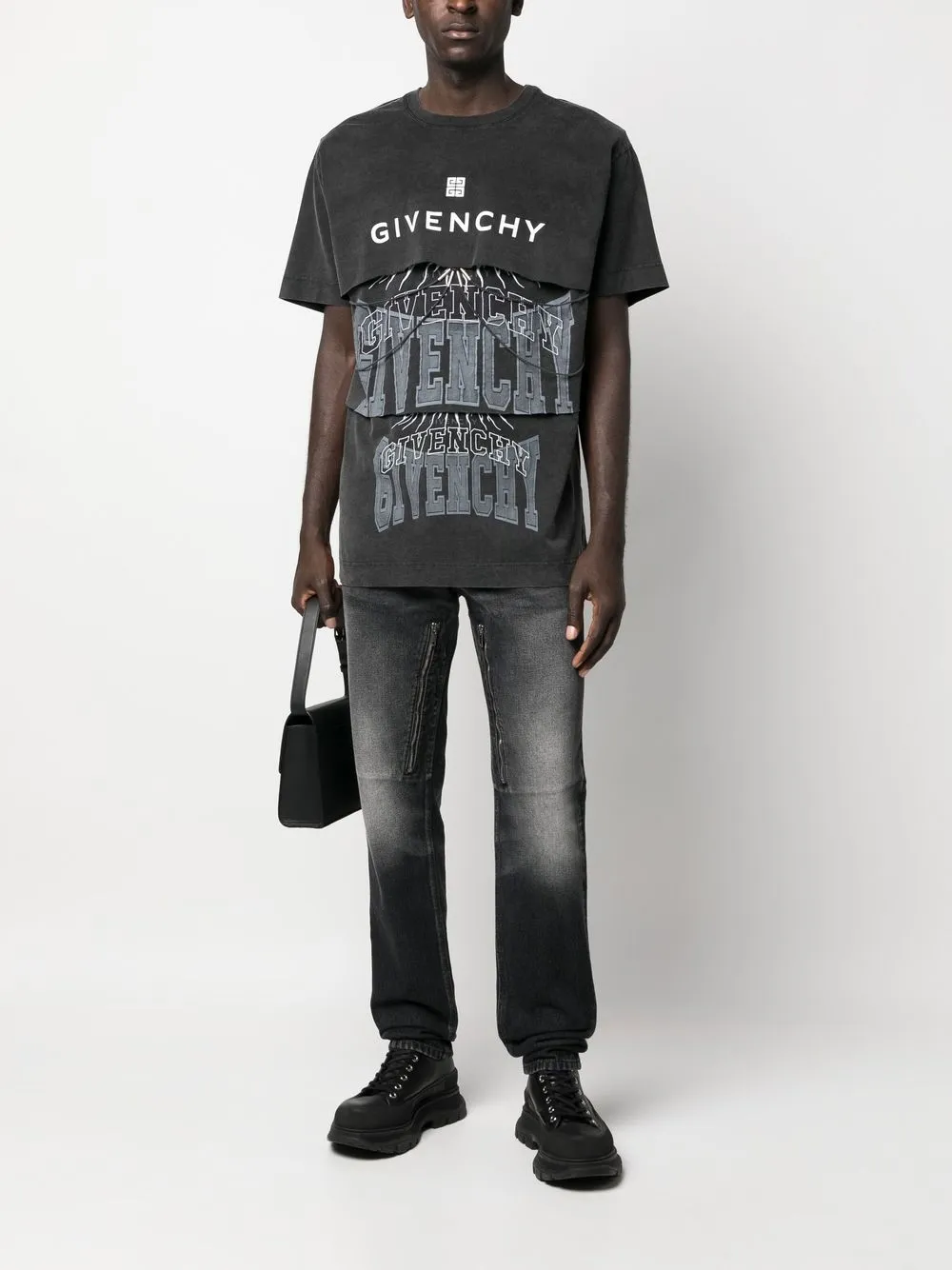 Givenchy T-shirt met logoprint Grijs