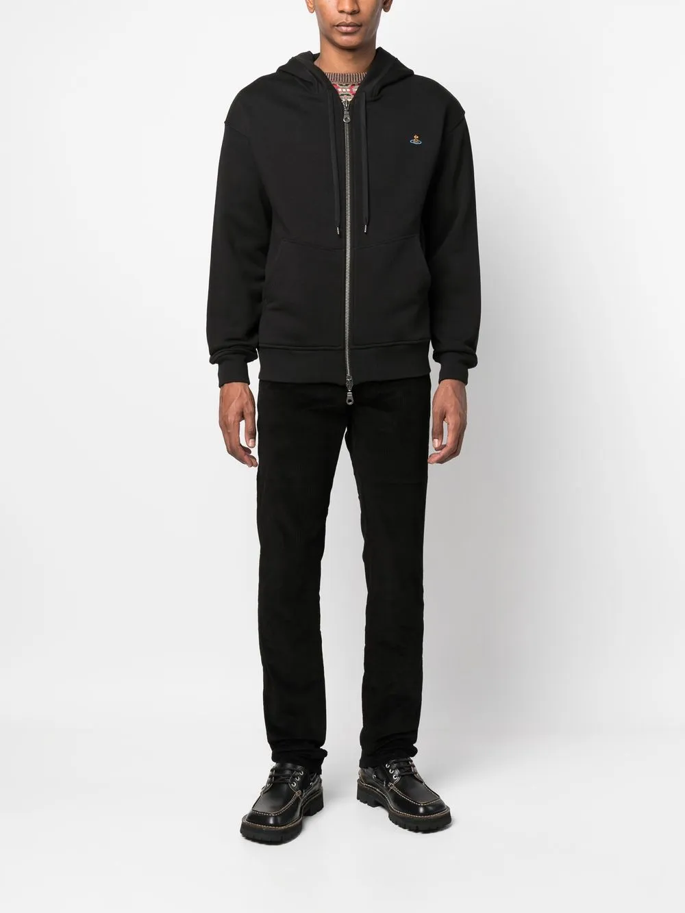 Shop Vivienne Westwood Orb-motif Zip-up Hoodie In Black