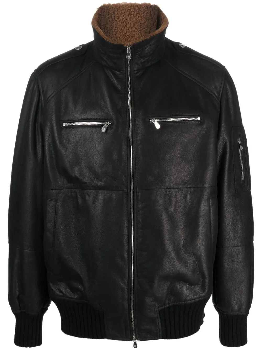

Brunello Cucinelli shearling-lined bomber jacket - Black