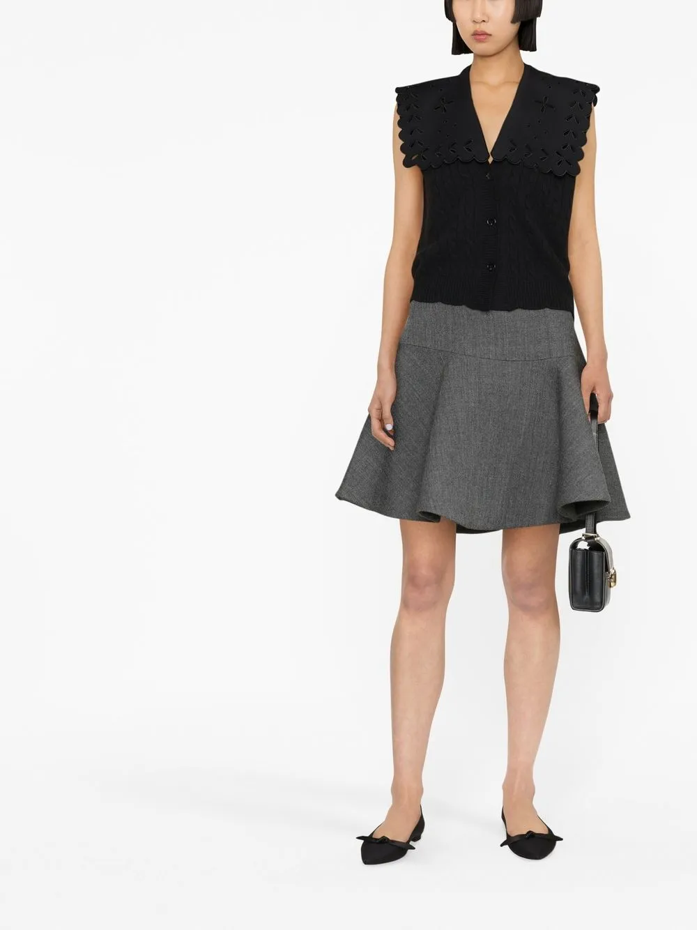 Patou Gilet met gewelfde kraag - Zwart