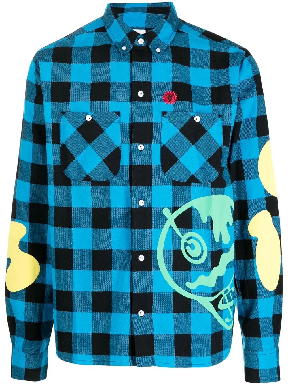 

ICECREAM logo motif print checked shirt - Blue