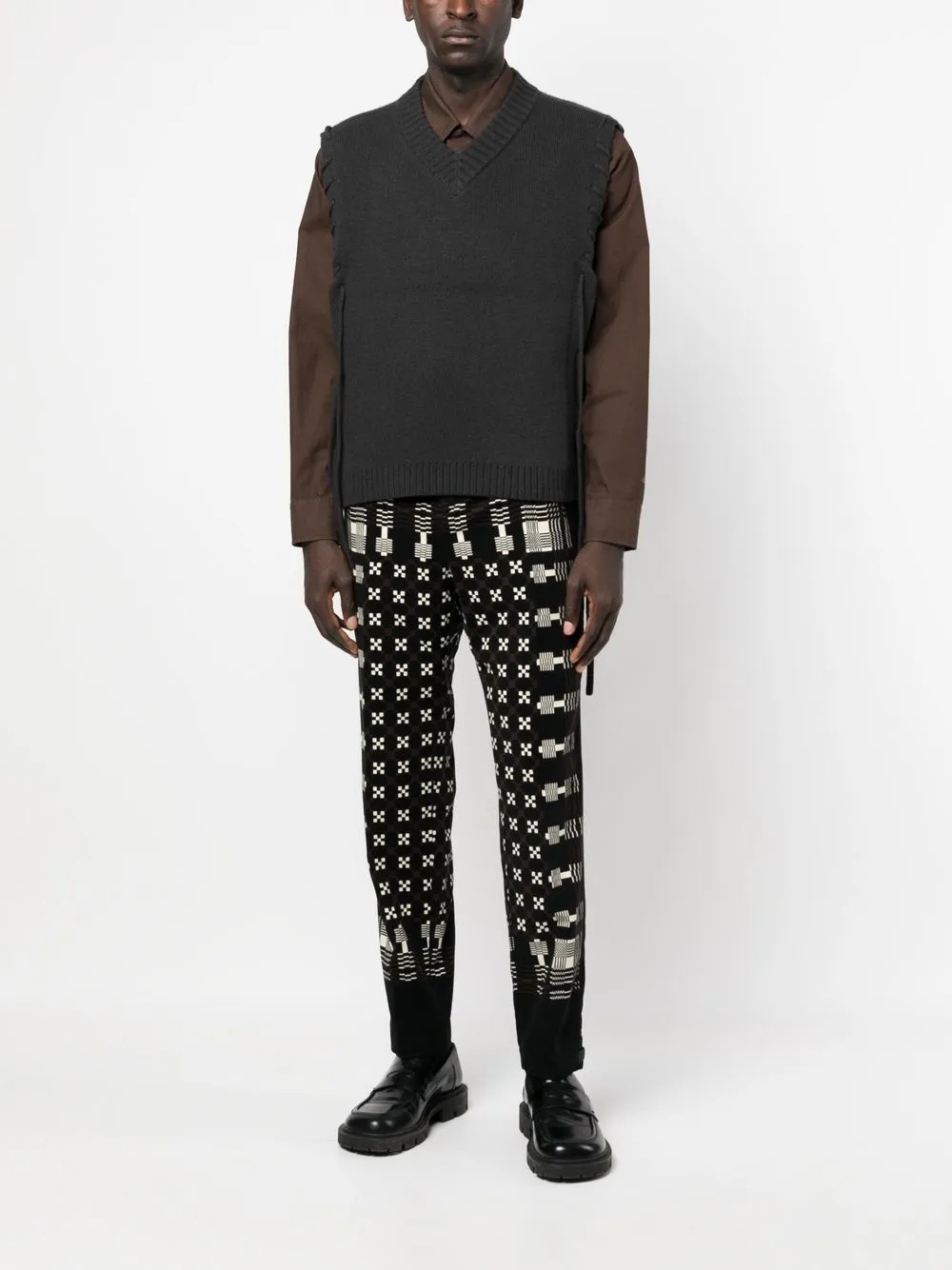 sacai Broek met grafische print - Zwart