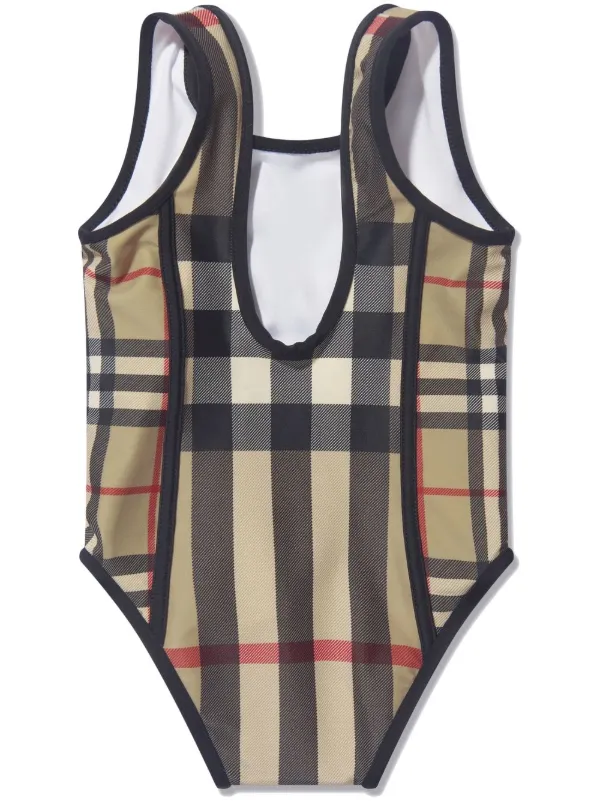 Burberry Kids Contrast Check Swimsuit Brown FARFETCH