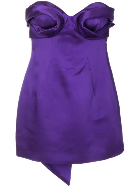 AREA - strapless draped bow dress