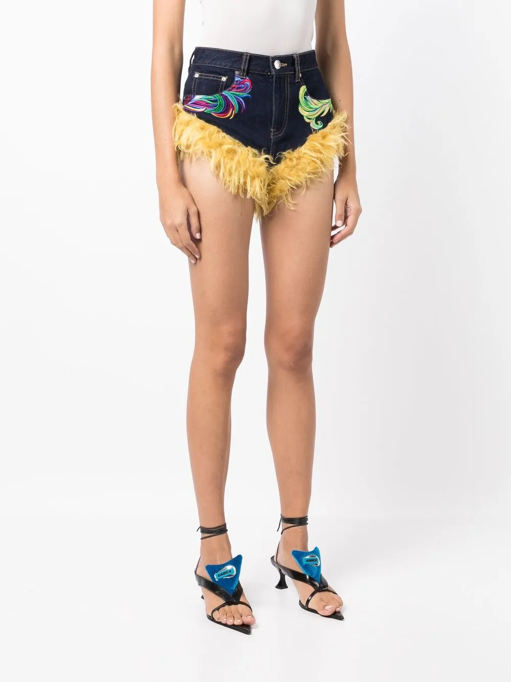 Wool-Trim Denim Shorts