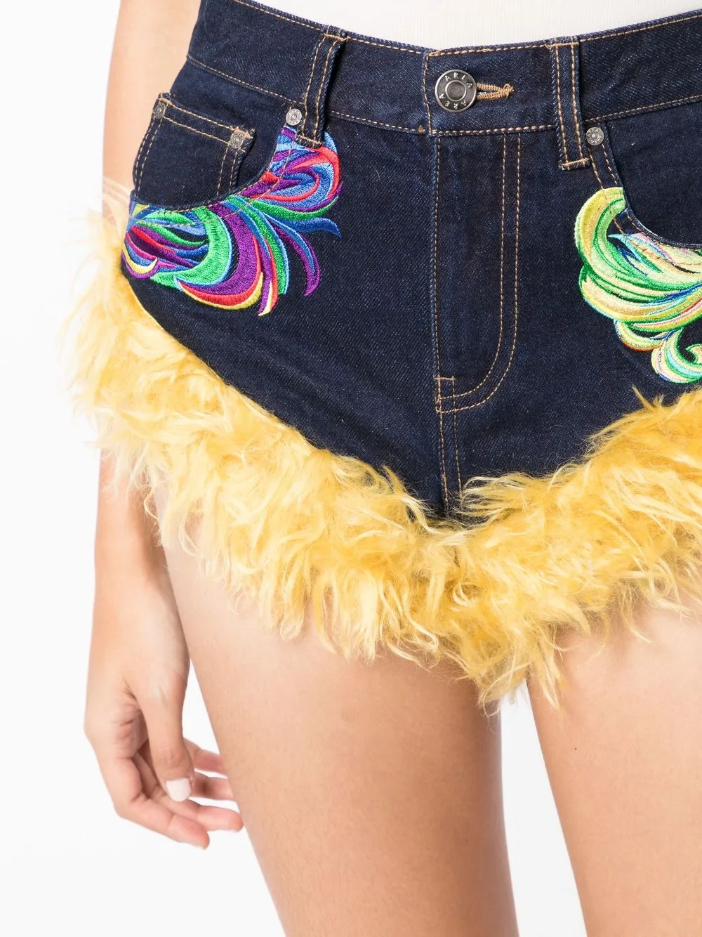 Wool-Trim Denim Shorts