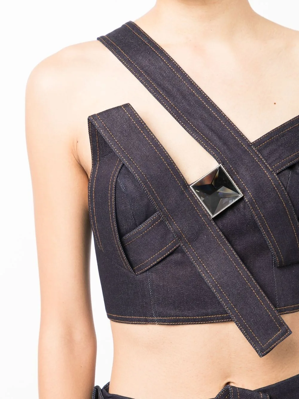 Crystal Pyramid Denim Top