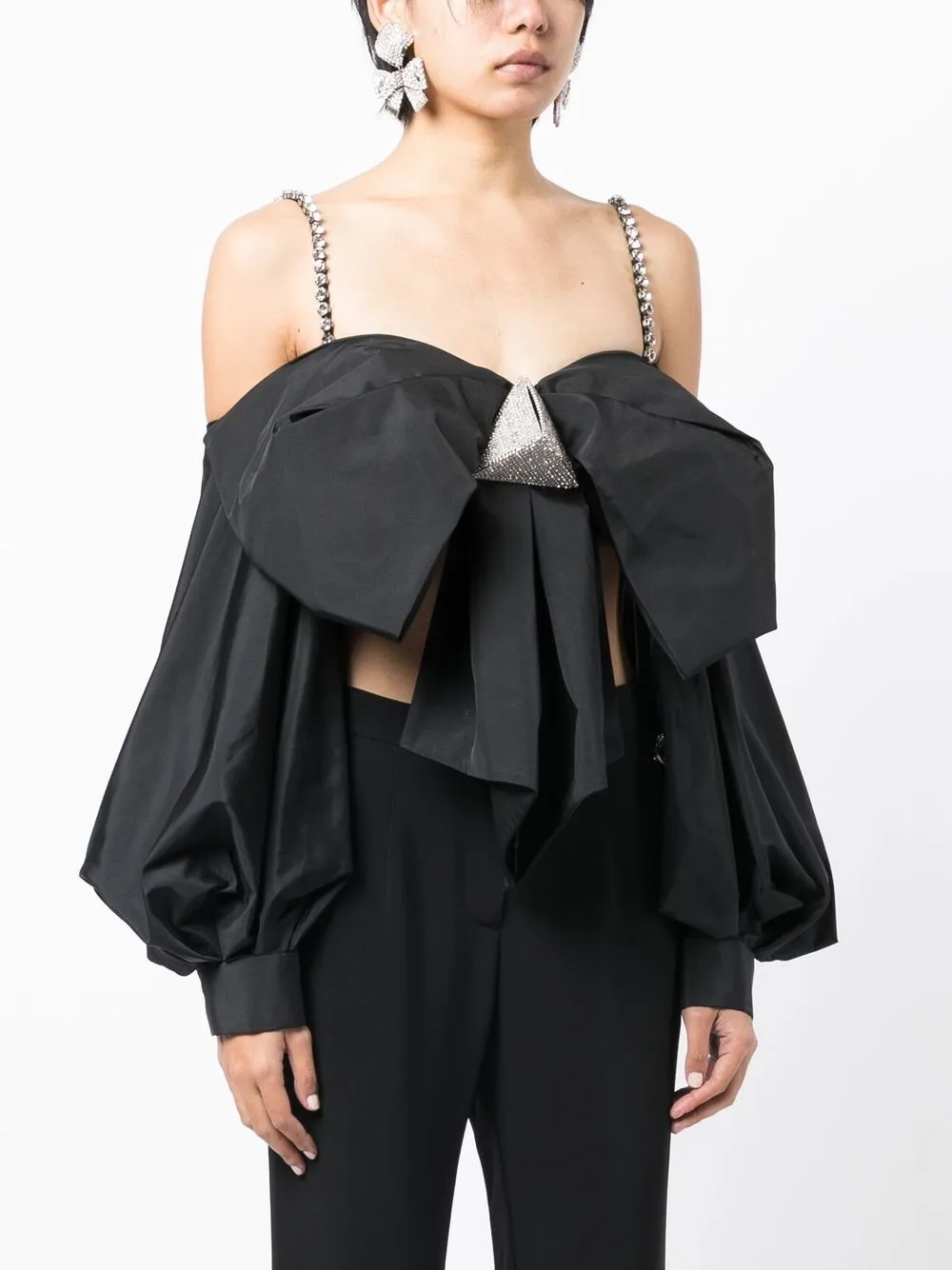  Area Oversized Bow-detail Top - Black 