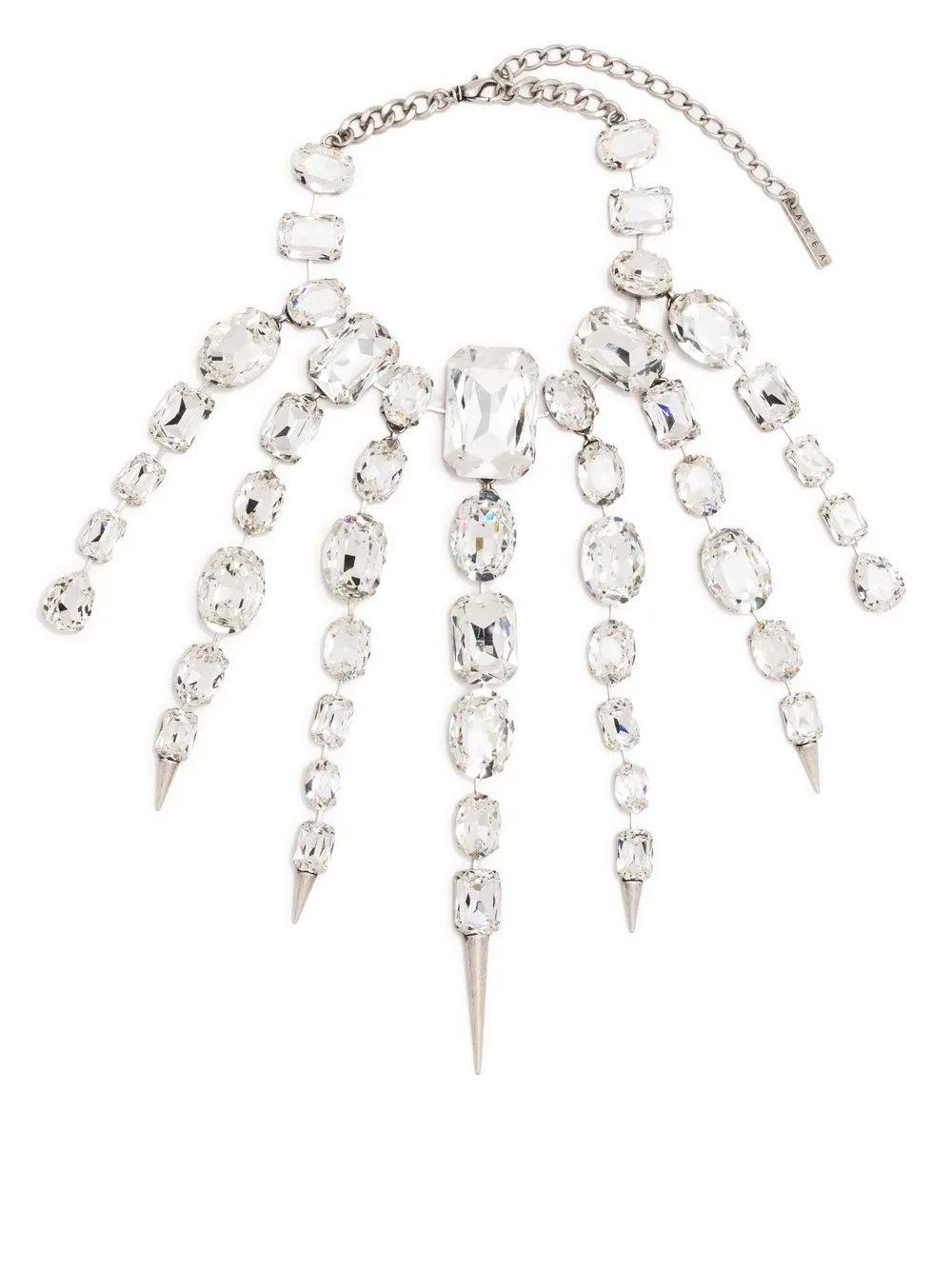 

AREA Crystal Spike Octagon Fringe necklace - Silver