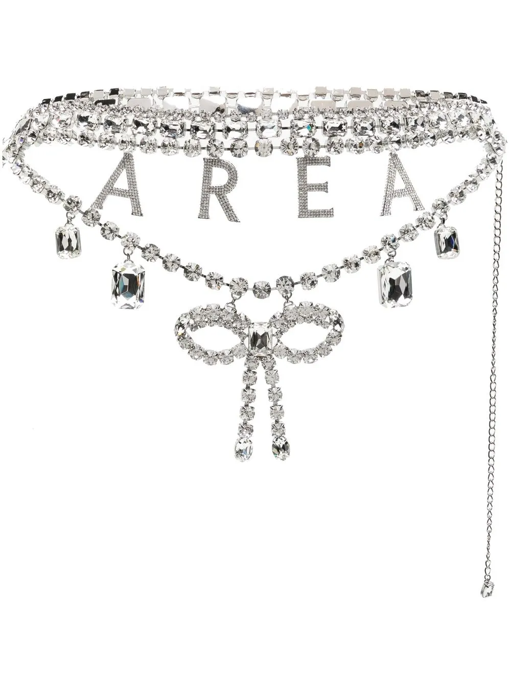 

AREA crystal-embellished logo belt - Silver
