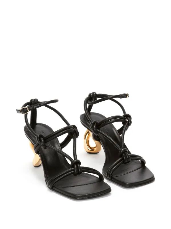 サンダル・ミュール JW ANDERSON Women Sandals ANW39026A16140999 Black Chain Twist leather sandals in black - JW Anderson | Mytheresa