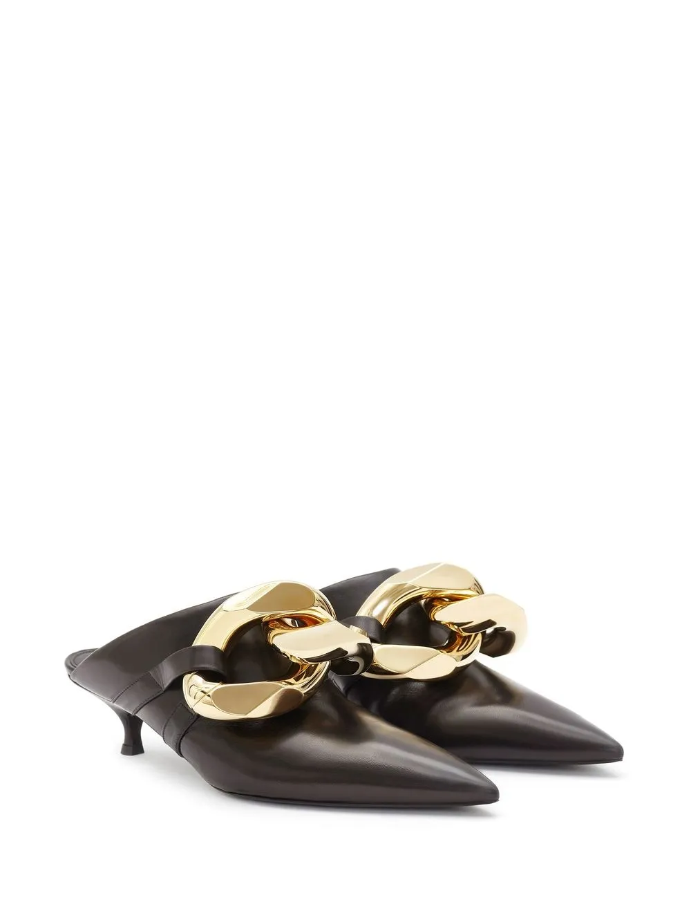 Shop Jw Anderson Chain-trim Kitten-heel Mules In Black