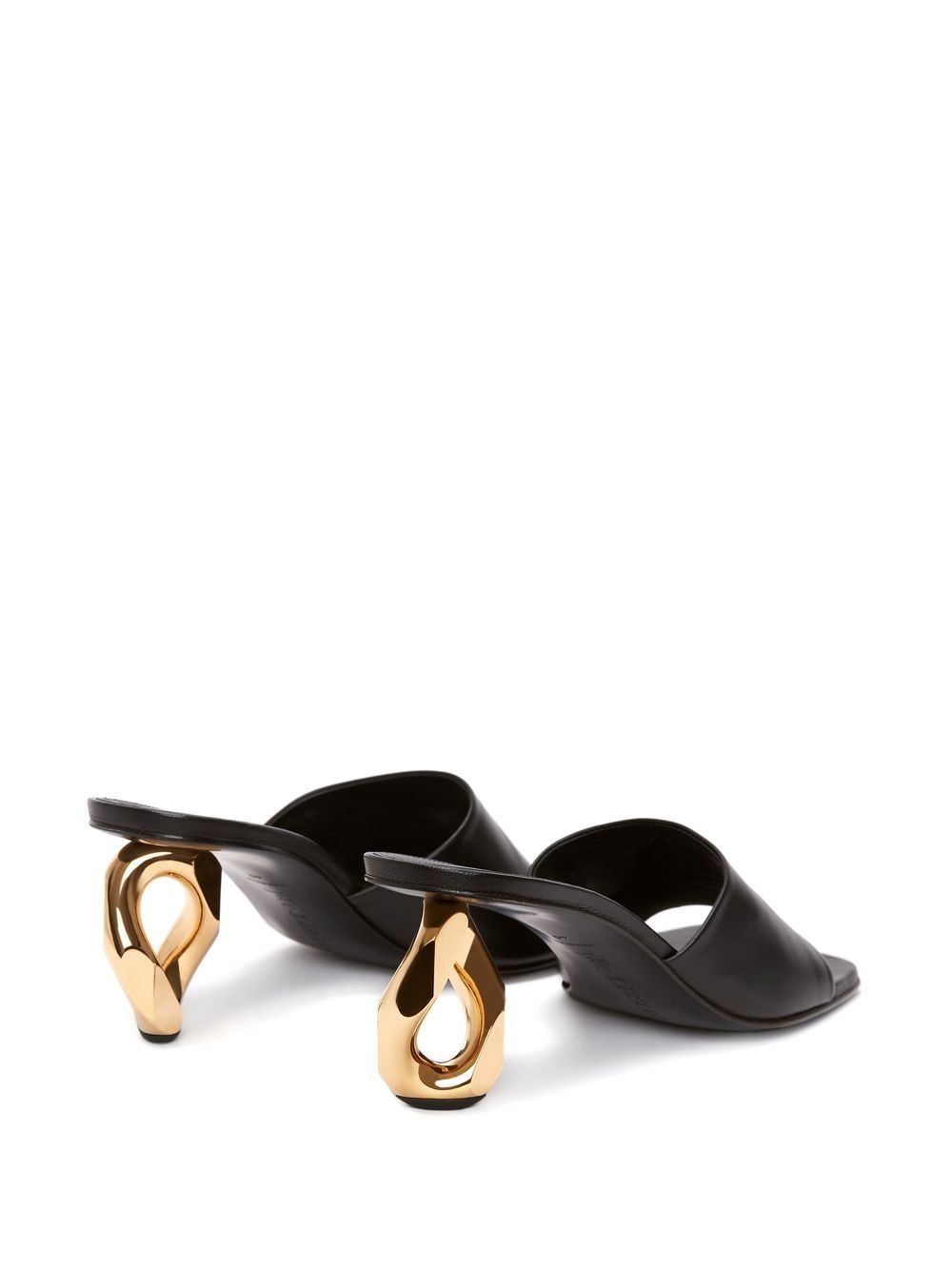 Shop Jw Anderson Chain Heel Leather Sandals In Black
