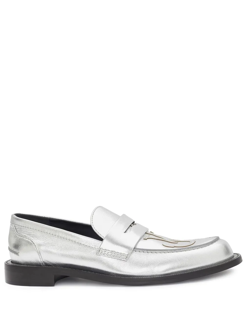 

JW Anderson logo-patch leather moccasin loafers - Silver