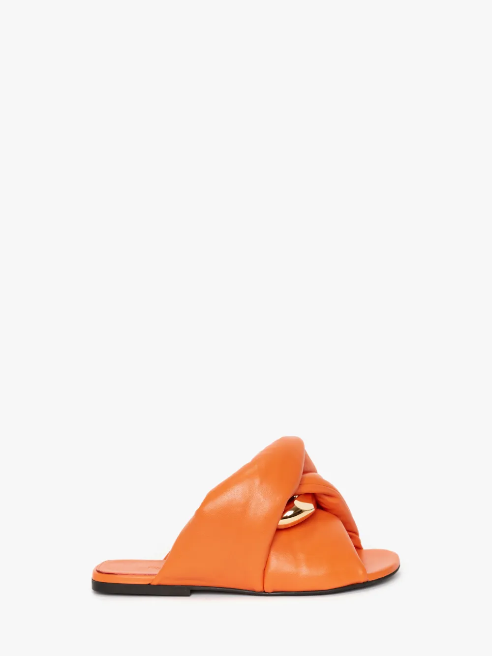 Jw Anderson J.w. Anderson Orange Leather Chain Twist Slides In Orange