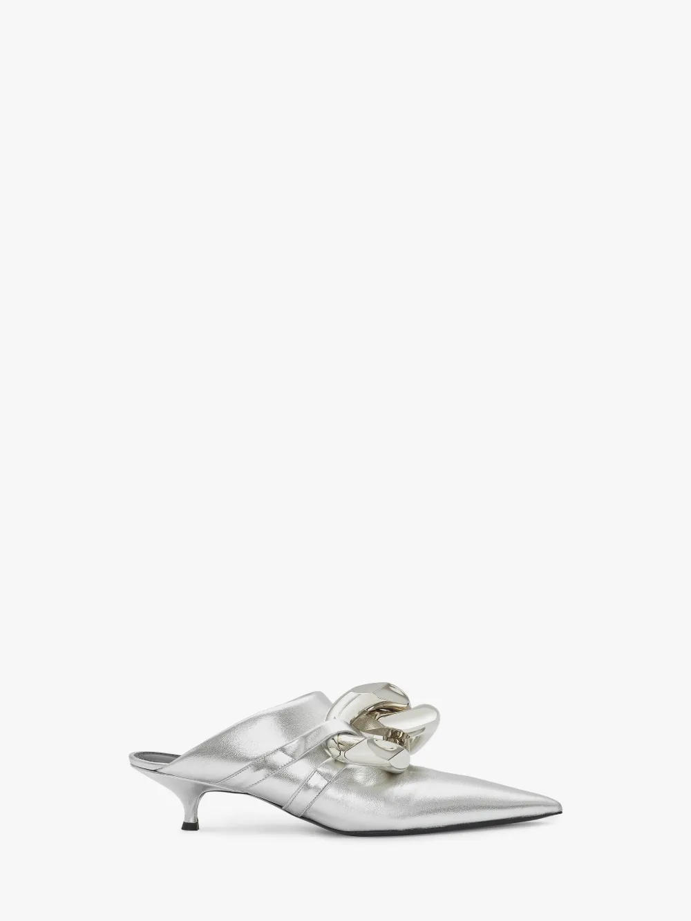 Jw Anderson Chain Leather Mules In Silver