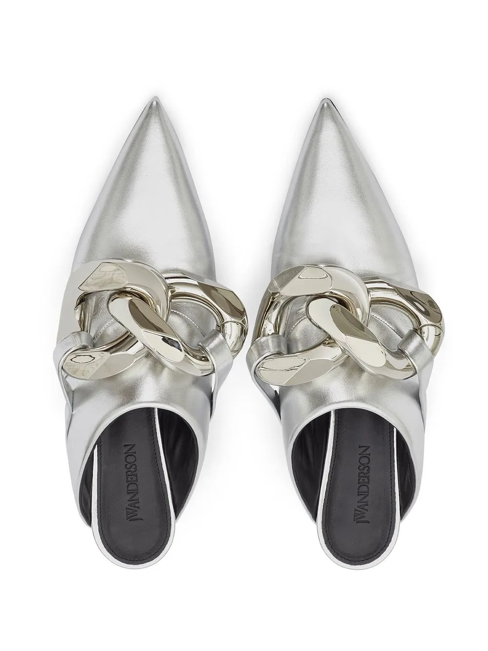Jw Anderson Chain Leather Mules In Silver