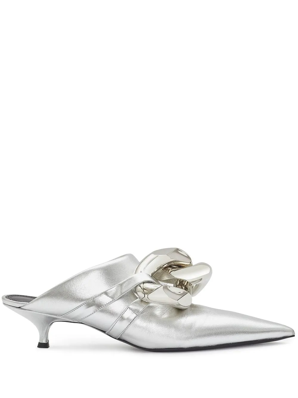 Jw Anderson Chain Leather Mules In Silver