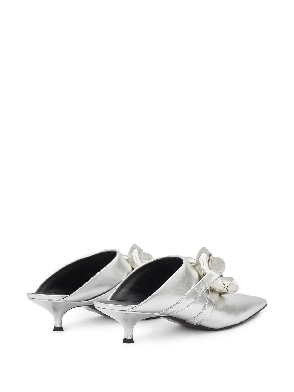Jw Anderson Chain Leather Mules In Silver