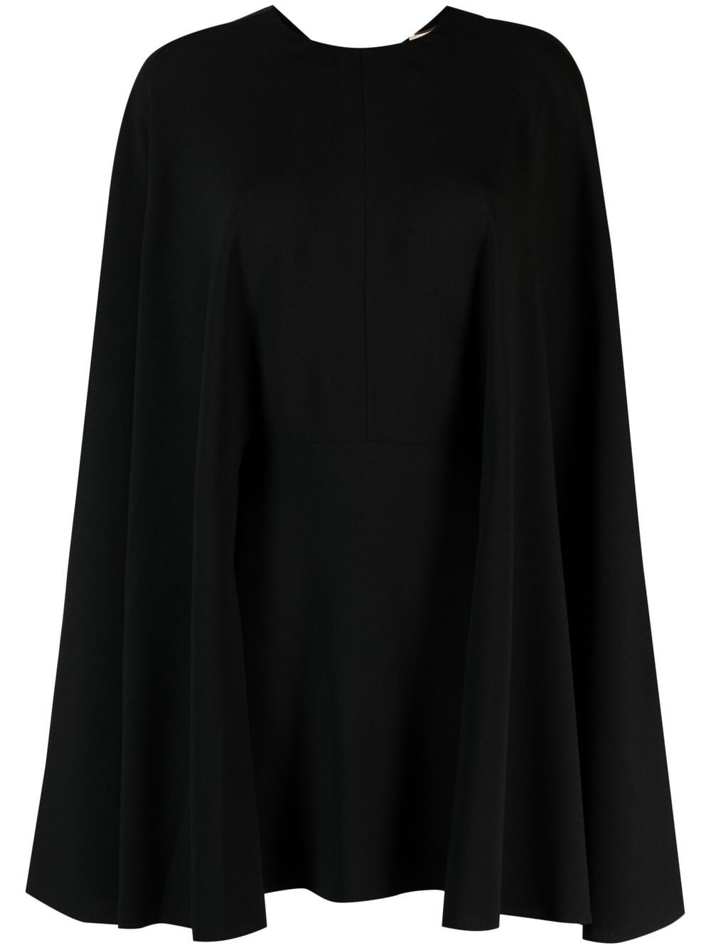 Saint Laurent Cape-sleeve Crepe Mini Dress In Black