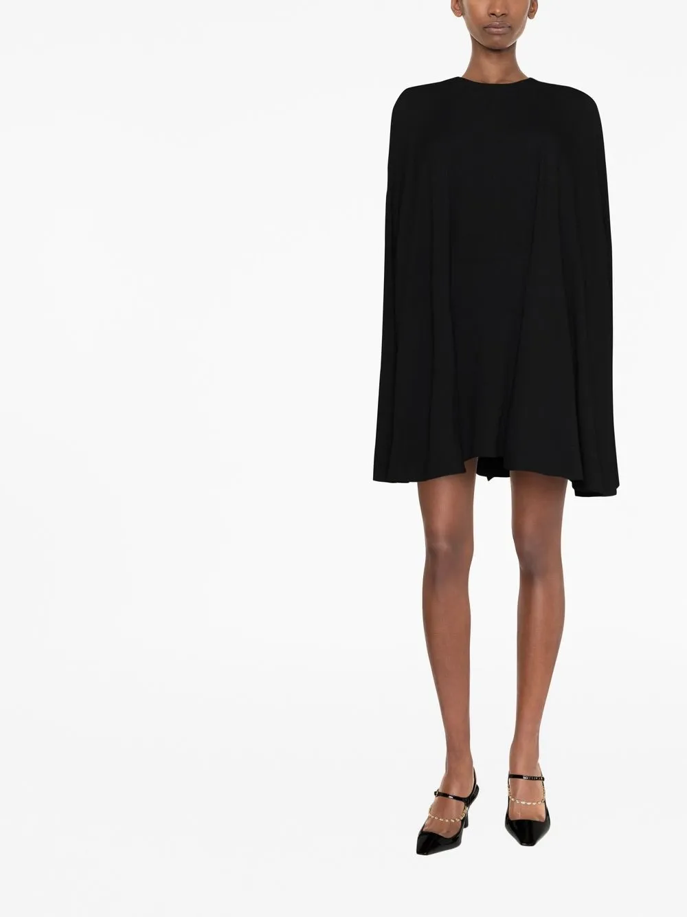 Shop Saint Laurent Cape-style Cut Out Dress In Black