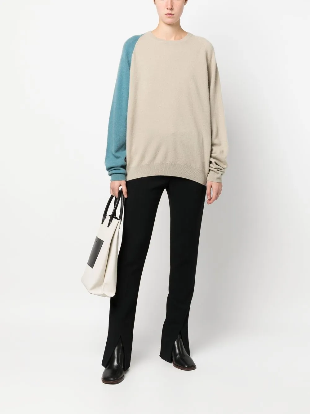 Frenckenberger Trui met colourblocking - Beige