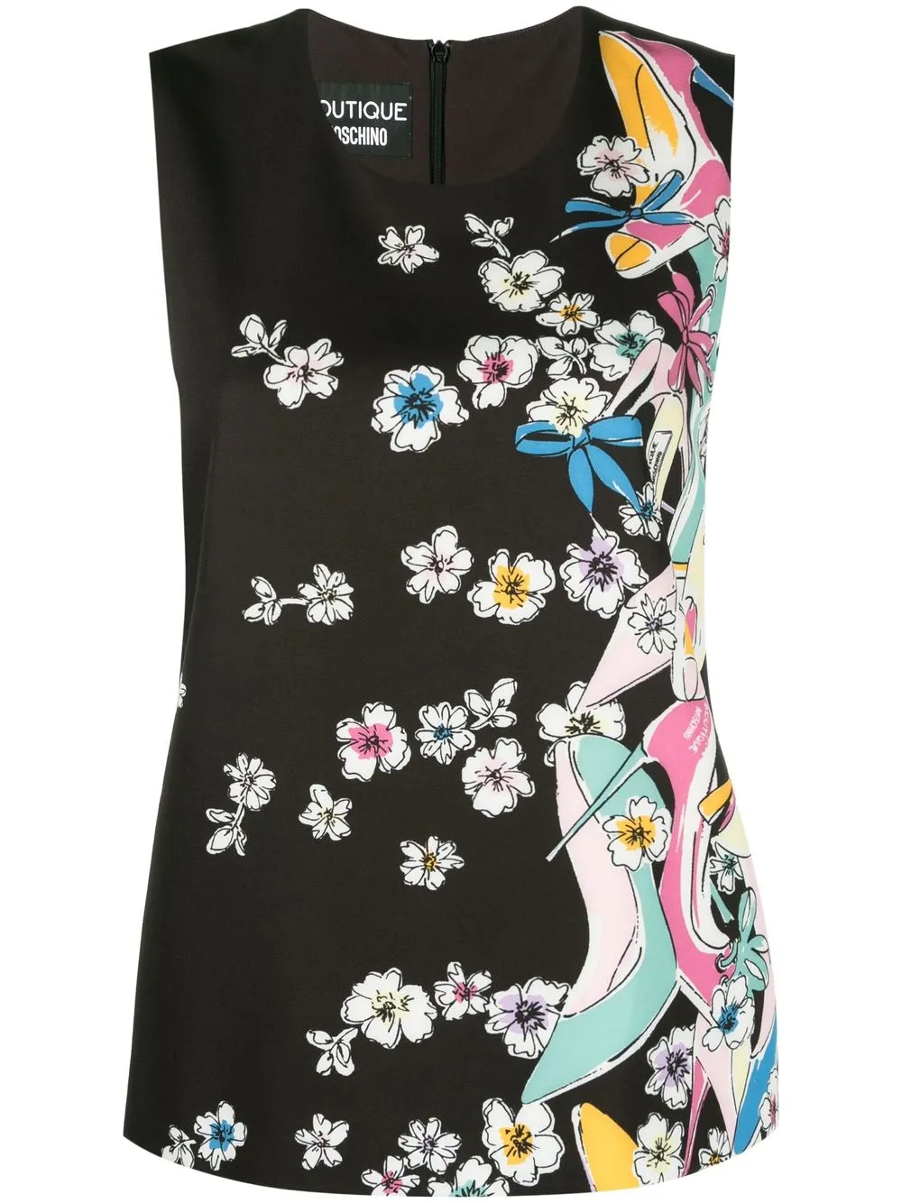 

Boutique Moschino floral-print shift blouse - Black