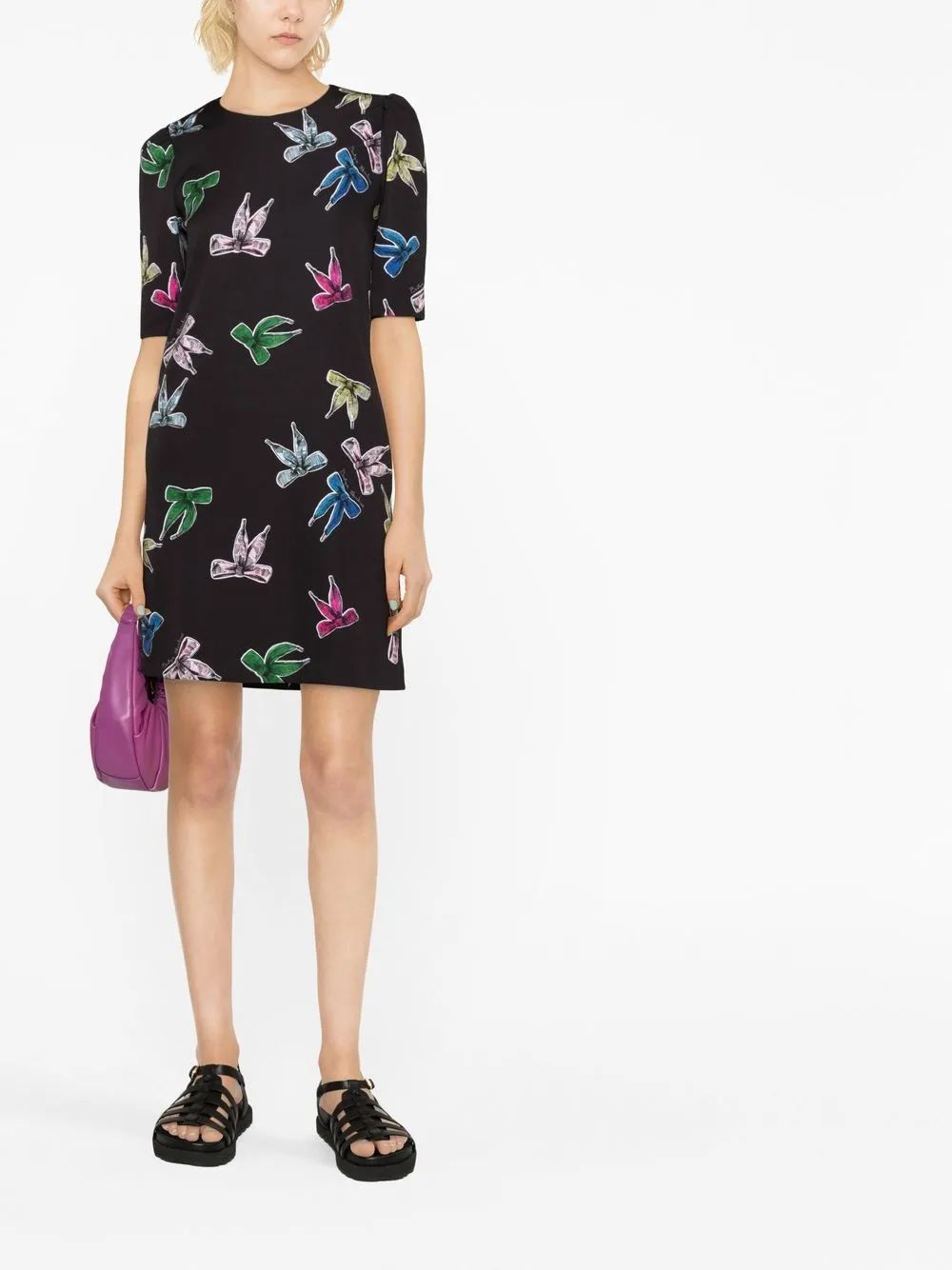 Boutique Moschino Midi-jurk met korte mouwen - Zwart
