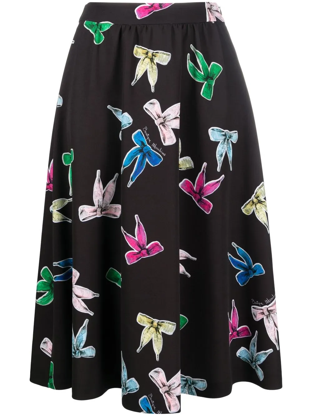 Boutique Moschino falda acampanada con estampado de moño - Negro
