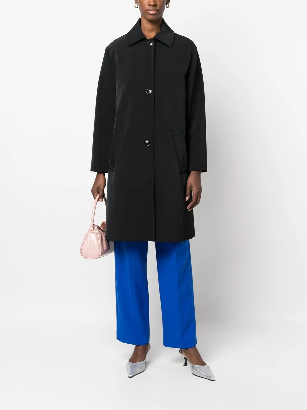 Boutique Moschino Mantel met enkele rij knopen - Zwart