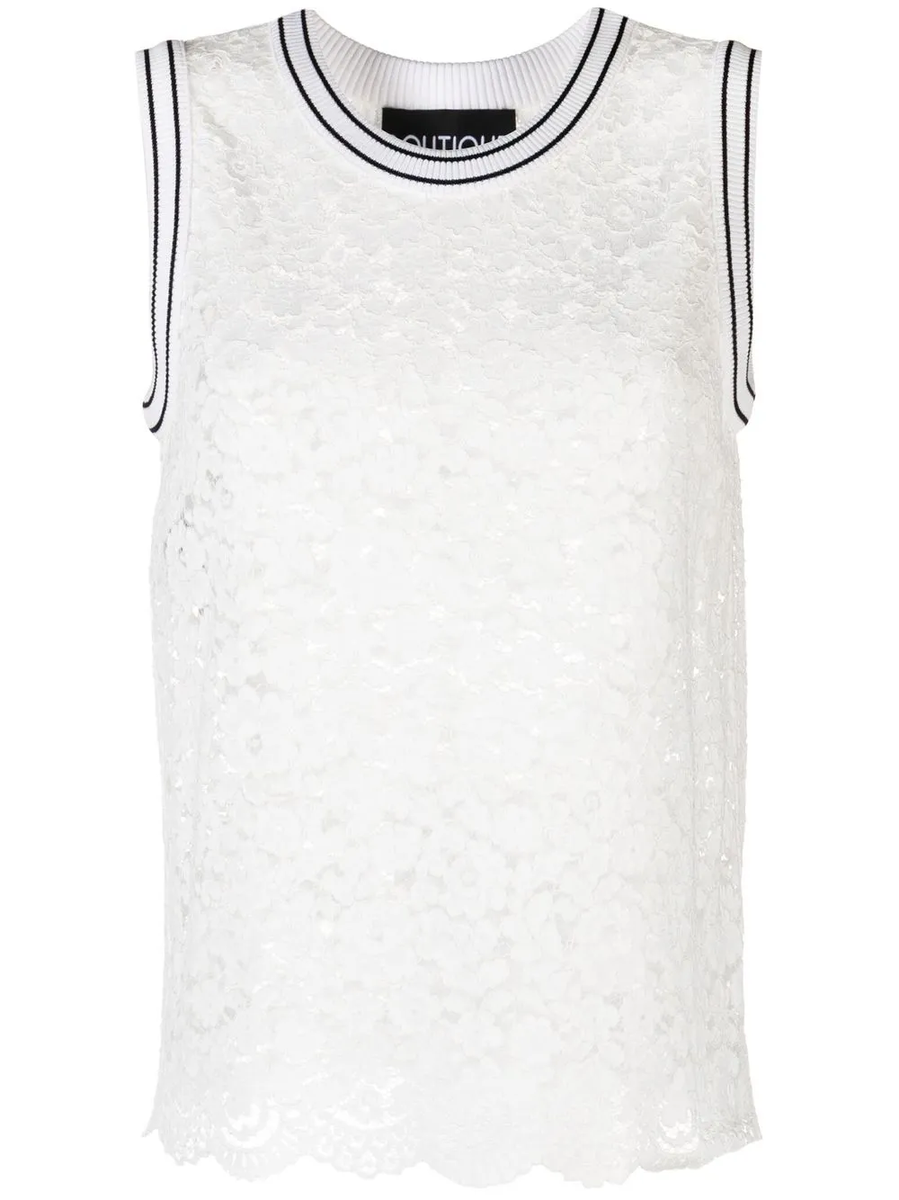 

Boutique Moschino lace-detail tank top - White