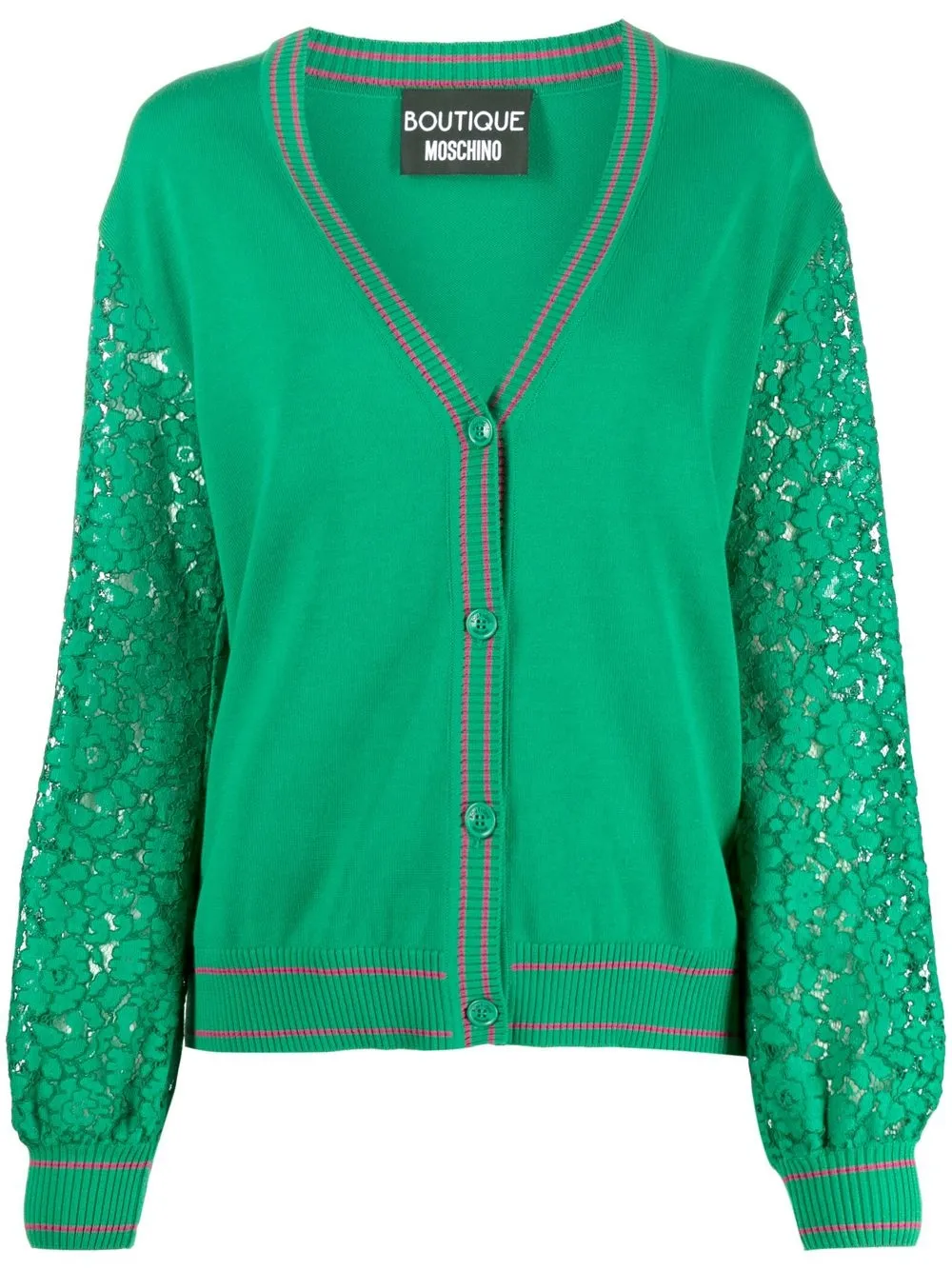 Boutique Moschino floral-pattern button-up cardigan - Green