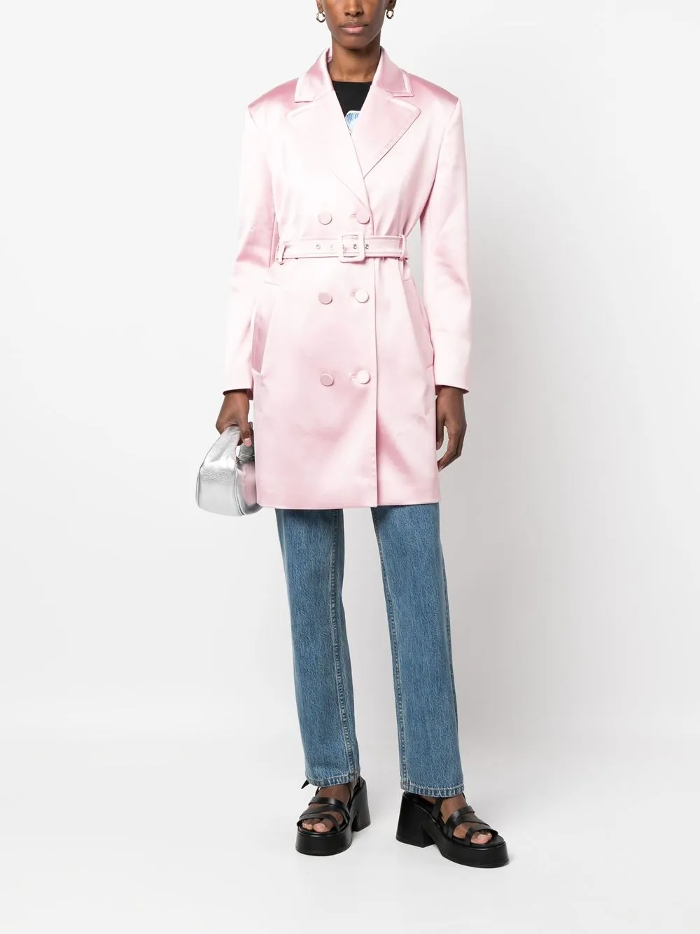 Boutique Moschino Jas met ceintuur - Roze