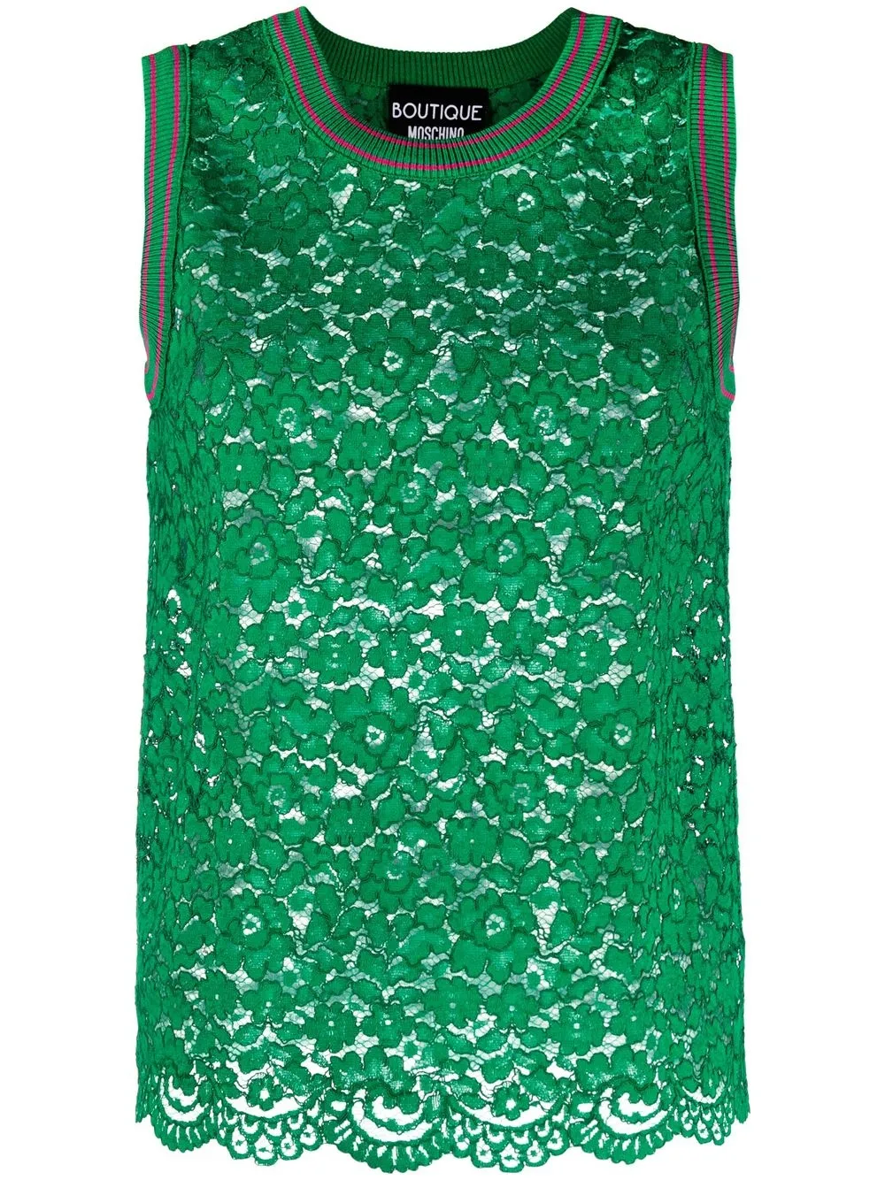 

Boutique Moschino lace-detail tank top - Green