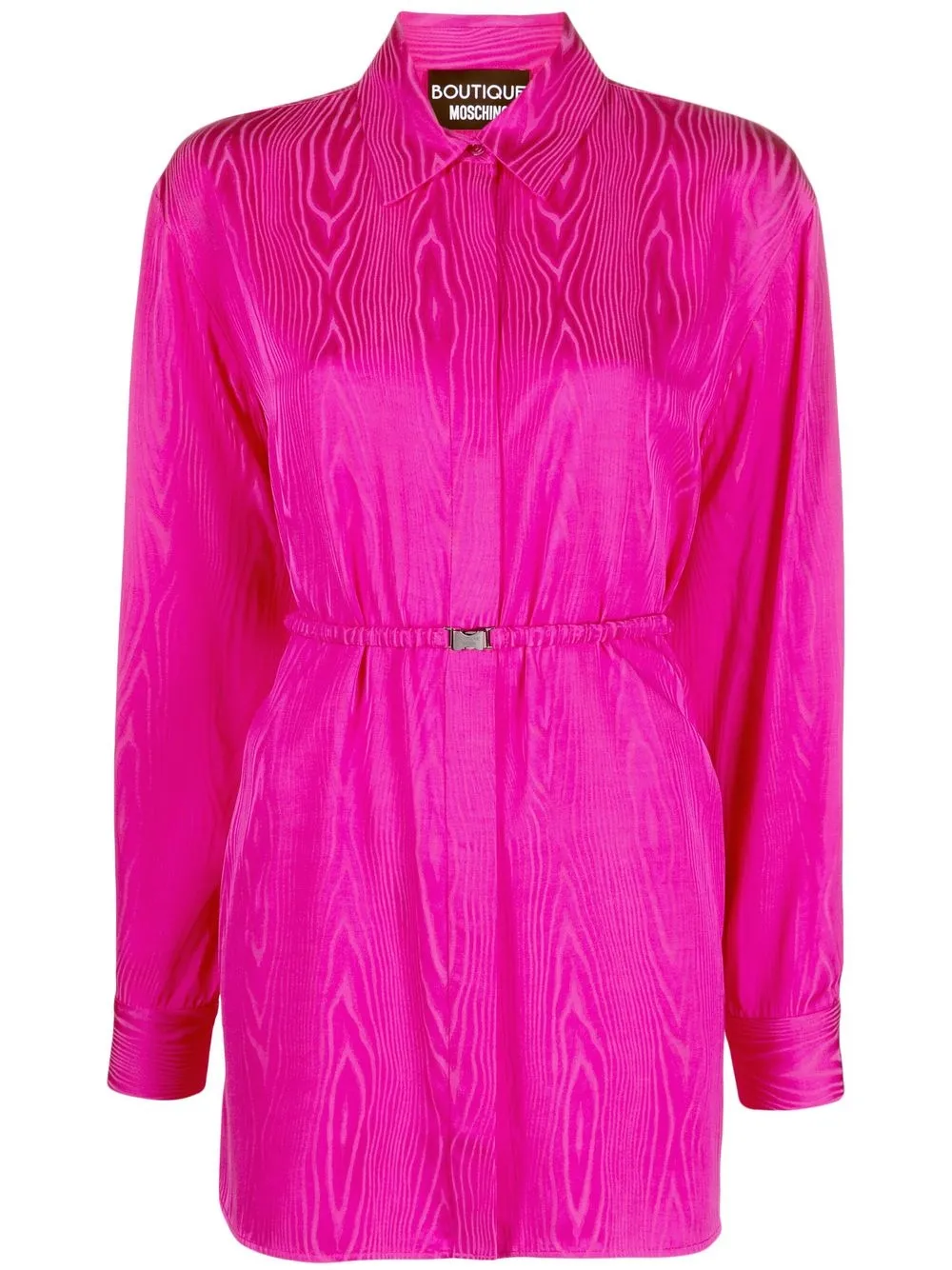 

Boutique Moschino belted satin-finish shirt - Pink