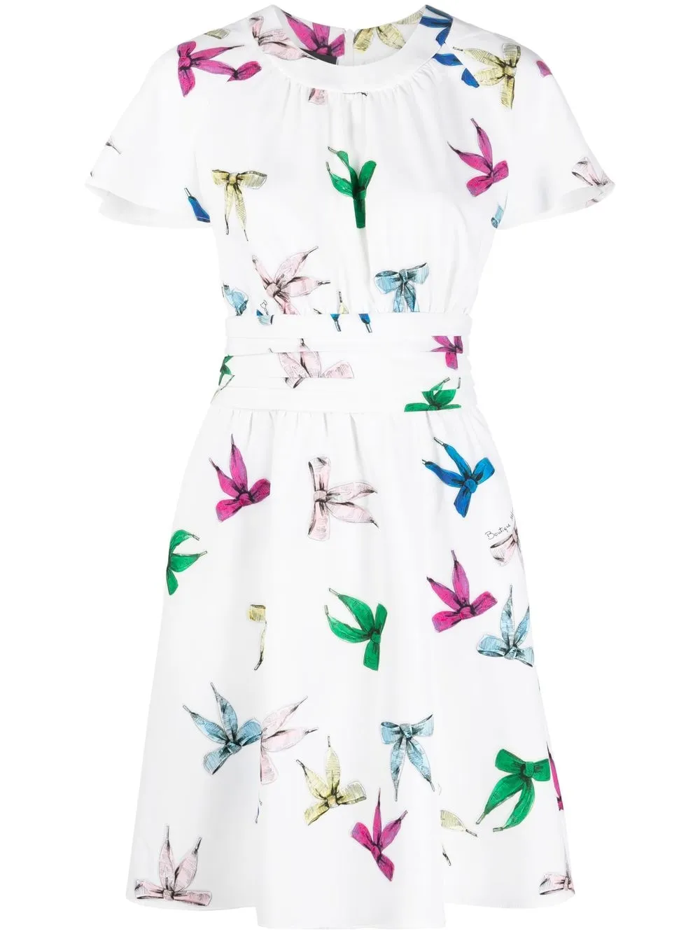 Boutique Moschino bow-detail short-sleeved midi dress – White