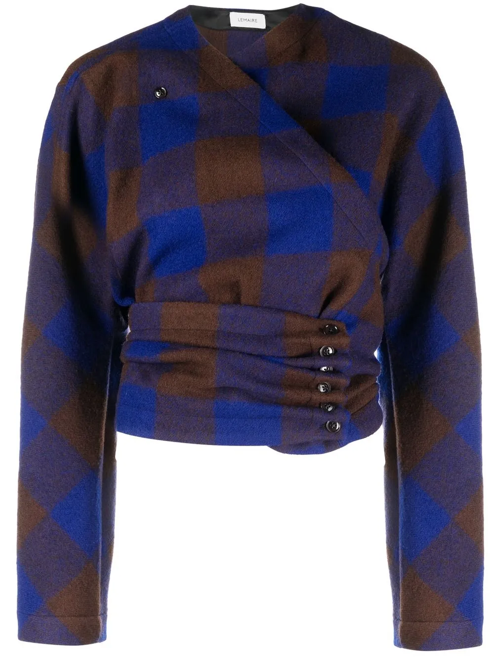 

Lemaire check-print wool wrap blouse - Blue