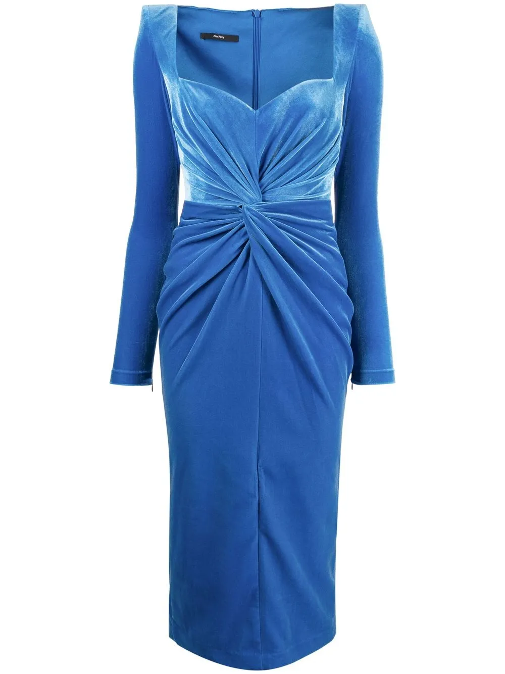 Alex Perry Ashford twist front Velvet Midi Dress Farfetch