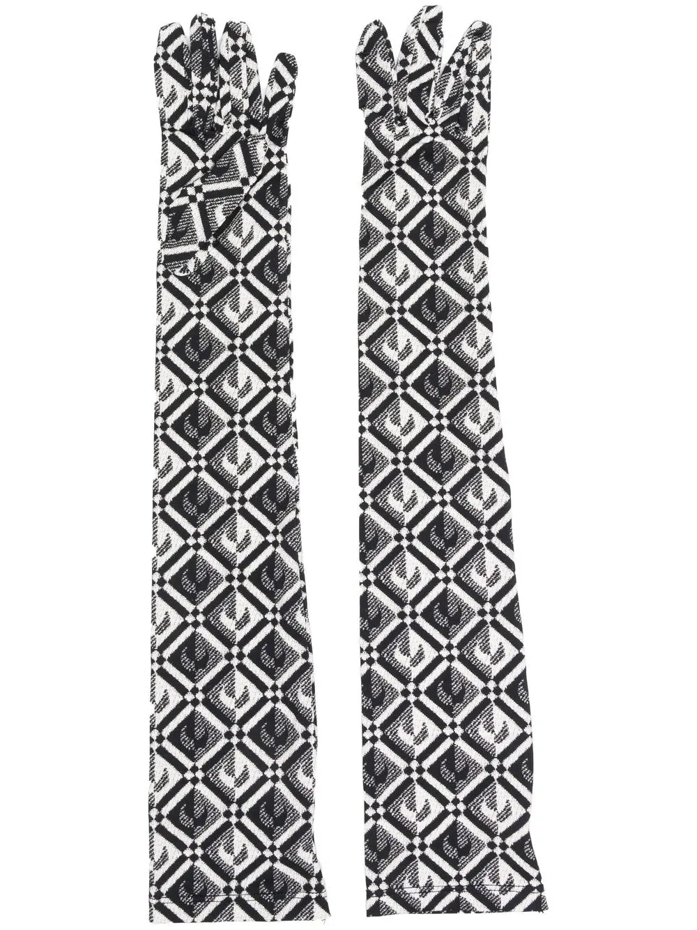 

Marine Serre logo-print elbow-length gloves - Black