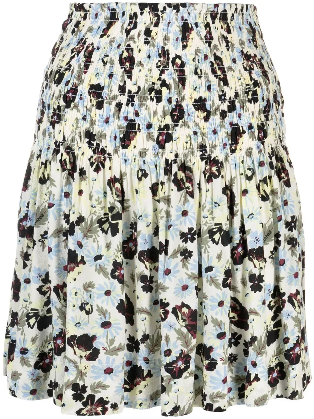GANNI high-waisted floral-print skirt - White