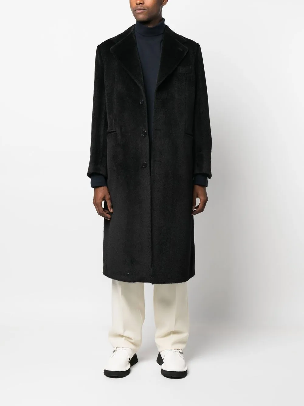 Giuliva Heritage Mark Textured Single-breasted Coat in Black, view 2