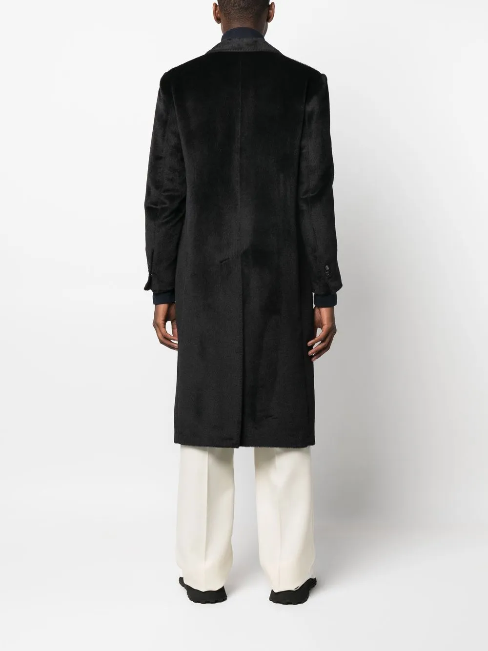 Giuliva Heritage Mark Textured Single-breasted Coat in Black, view 4