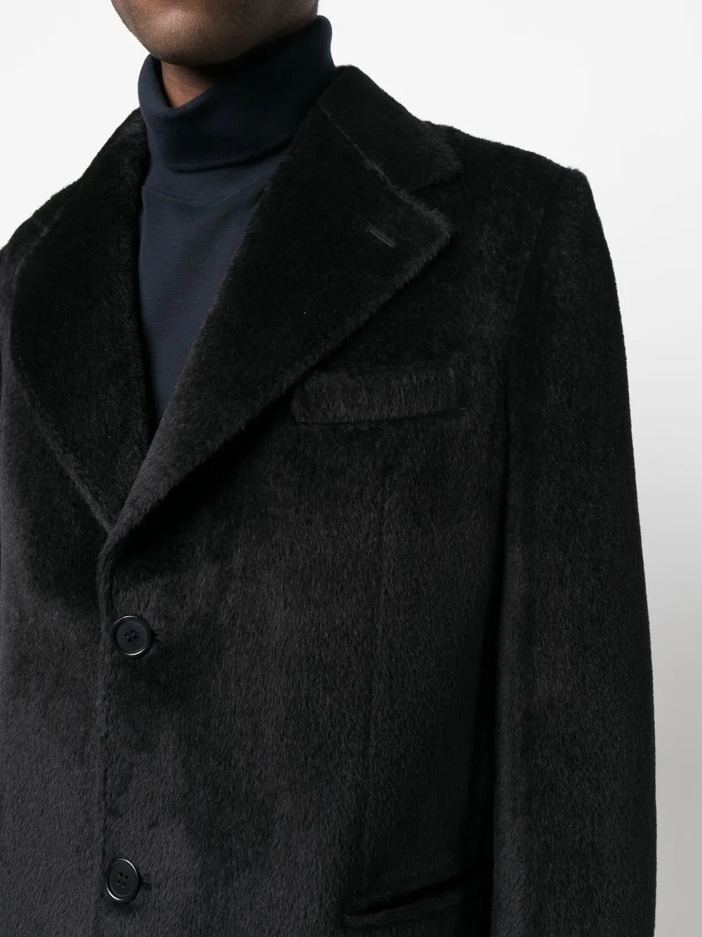Giuliva Heritage Mark Textured Single-breasted Coat in Black, view 5