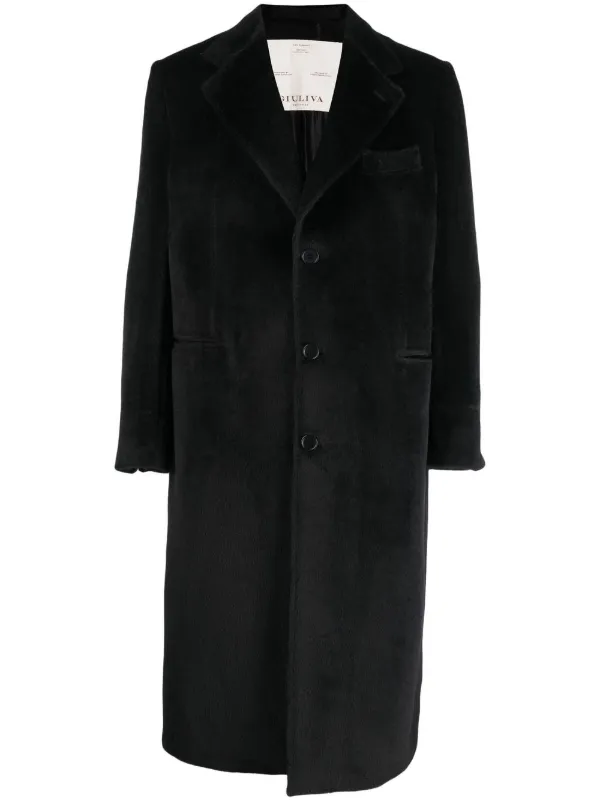 Giuliva Heritage Mark Textured Single-breasted Coat in Black