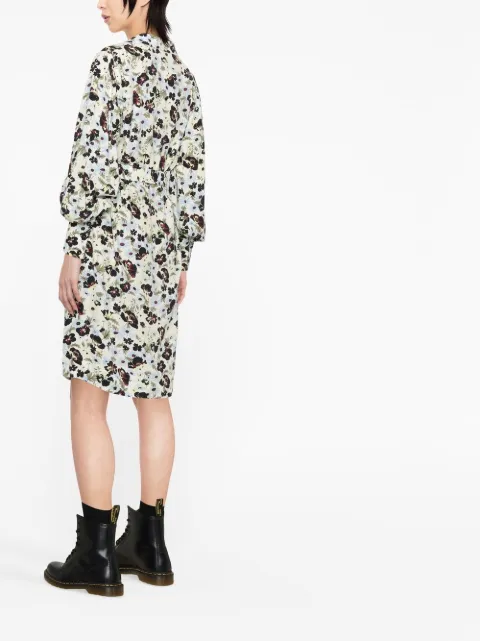 GANNI long-sleeve floral-print dress F7393 - 2