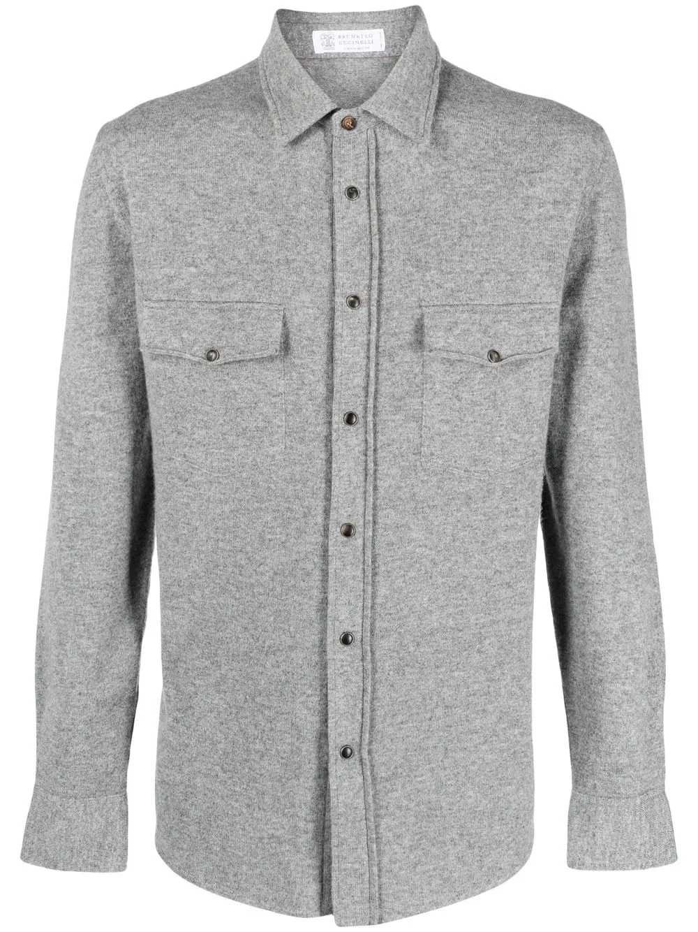 

Brunello Cucinelli pocket cashmere-wool shirt - Gris