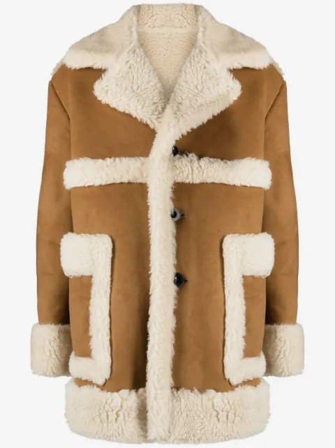 sacai abrigo con botones y lana artificial 