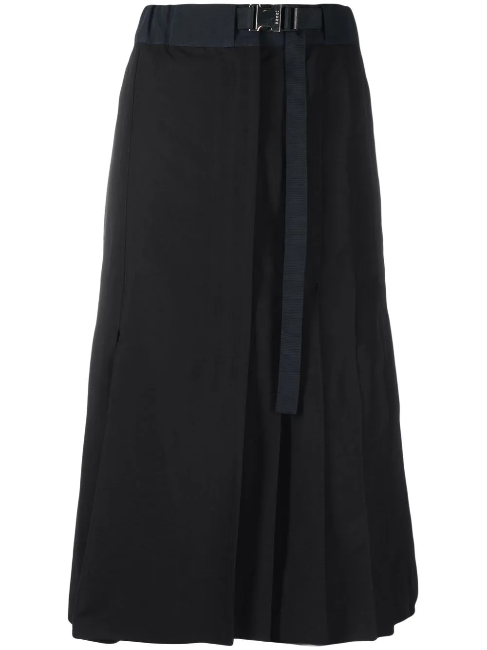 

sacai belted cotton midi skirt - Black