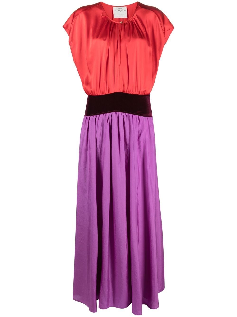 Forte Forte Colour-block Silk Maxi Dress In Purple